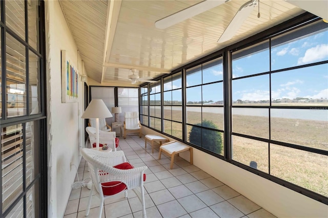 5559 Brassy Loop, North Port, FL 34287 - sunroom with a water view and a ceiling fan