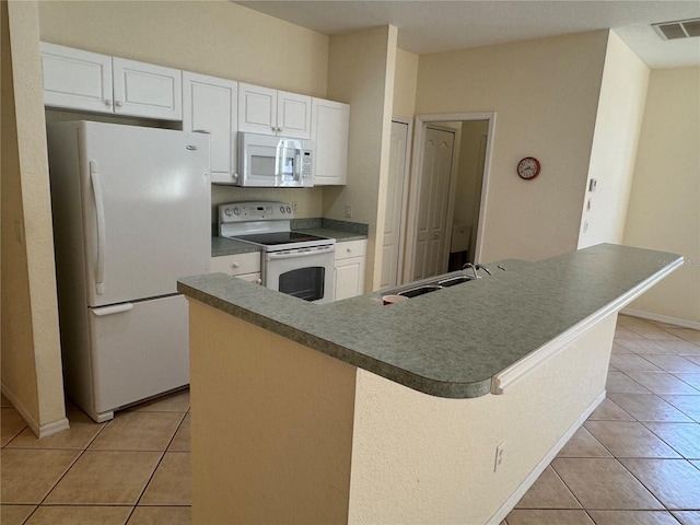 1483 Prairie Ter, North Port, FL 34286 - kitchen featuring white appliances, light tile patterned floors, white cabinetry, and a sink