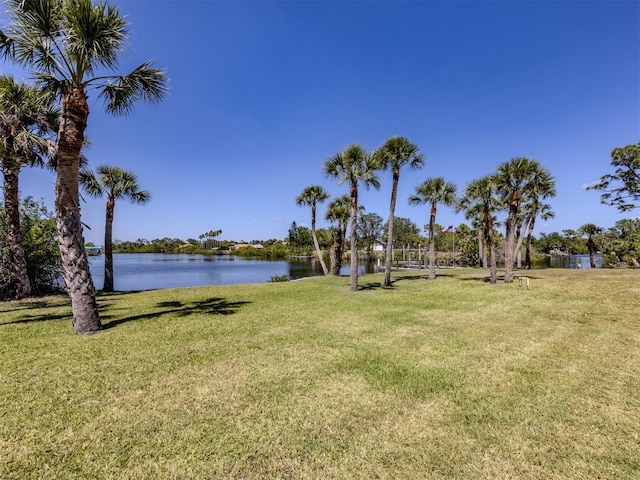 view of yard featuring a water view