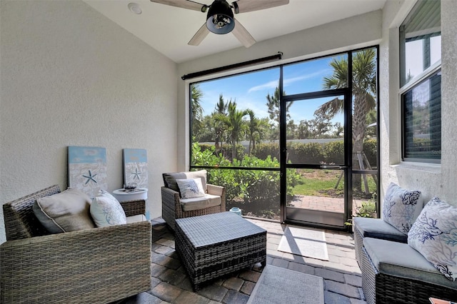 25069 Pearl Lake Cir, Englewood, FL 34223 - sunroom with ceiling fan and plenty of natural light