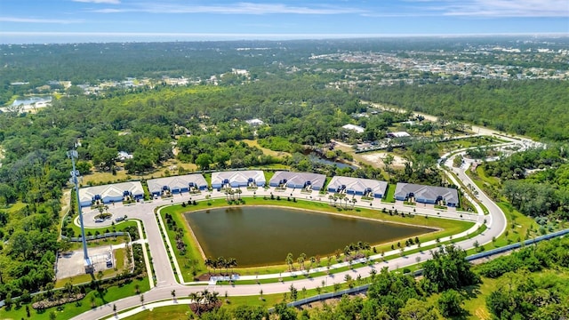 25069 Pearl Lake Cir, Englewood, FL 34223 - drone / aerial view of a large body of water and a heavily wooded area