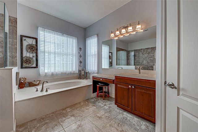 515 Sawgrass Bridge Rd, Venice, FL 34292 - bathroom with a bath, vanity, and a tile shower