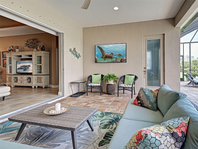 515 Sawgrass Bridge Rd, Venice, FL 34292 - living area featuring ceiling fan and recessed lighting