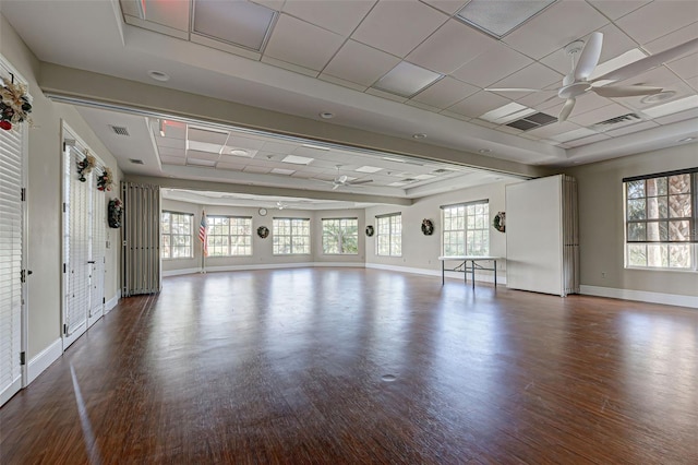 515 Sawgrass Bridge Rd, Venice, FL 34292 - spare room with a ceiling fan, baseboards, wood finished floors, a raised ceiling, and a drop ceiling