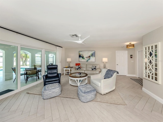 living area with baseboards