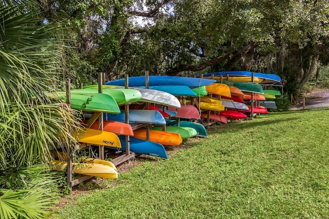 view of jungle gym with a yard