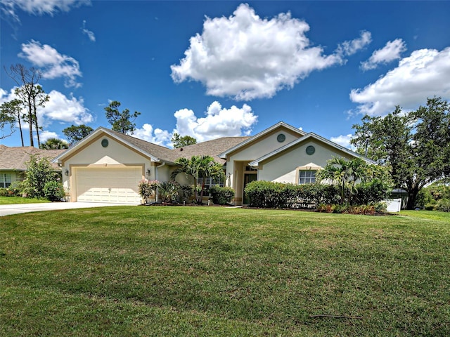 4103 Kinlock St, North Port, FL 34286 - ranch-style home featuring a front yard, stucco siding, a garage, and concrete driveway