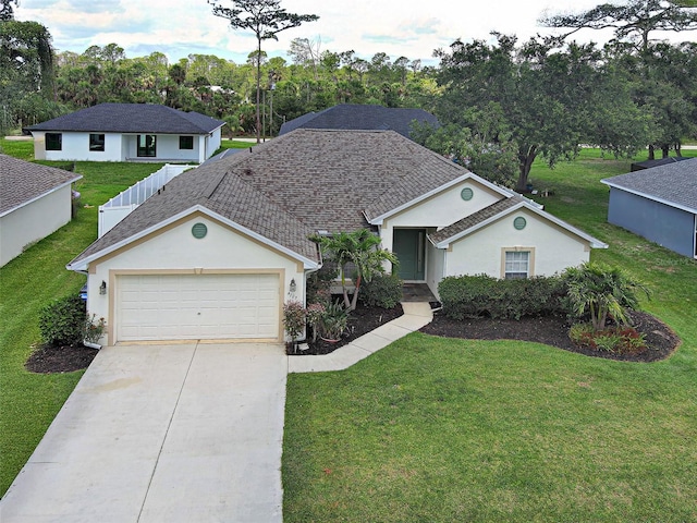4103 Kinlock St, North Port, FL 34286 - ranch-style house with driveway, a front lawn, and stucco siding