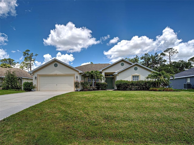 4103 Kinlock St, North Port, FL 34286 - single story home with a garage, driveway, a front lawn, and stucco siding