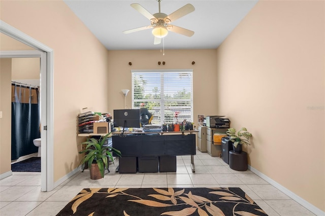 3950 Pepper Ln, North Port, FL 34287 - tiled office with a ceiling fan and baseboards