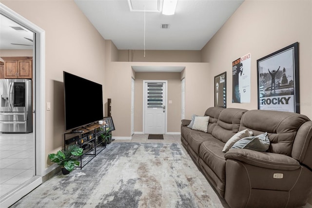 3950 Pepper Ln, North Port, FL 34287 - living area with attic access and light tile patterned flooring