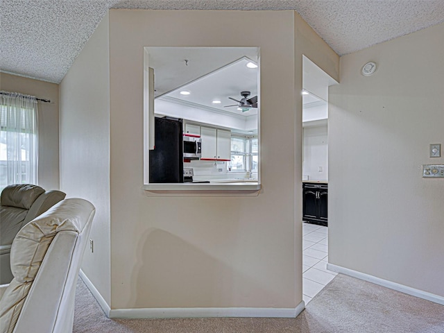 3141 Heron Shores Dr, Venice, FL 34293 - corridor featuring light colored carpet, plenty of natural light, and a textured ceiling