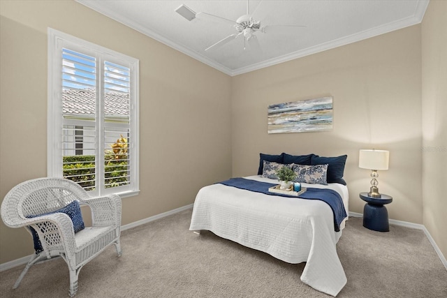 427 Autumn Chase Dr, Venice, FL 34292 - carpeted bedroom with ornamental molding, baseboards, and a ceiling fan