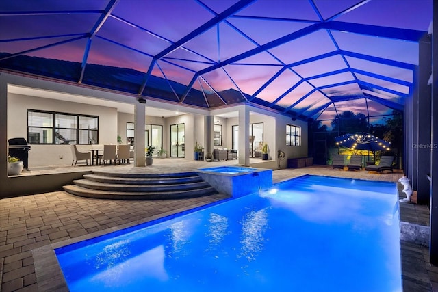 329 Myrtle Ave, Nokomis, FL 34275 - view of pool with a patio, glass enclosure, outdoor dining space, and an outdoor living space