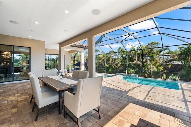 329 Myrtle Ave, Nokomis, FL 34275 - view of patio / terrace featuring an outdoor pool and glass enclosure