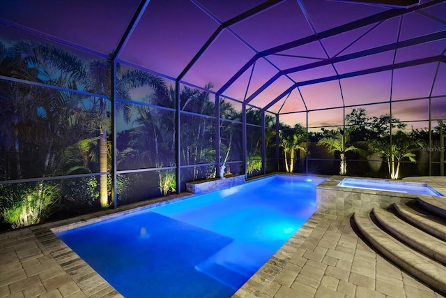 329 Myrtle Ave, Nokomis, FL 34275 - outdoor pool featuring an in-ground hot tub, a lanai, and a patio