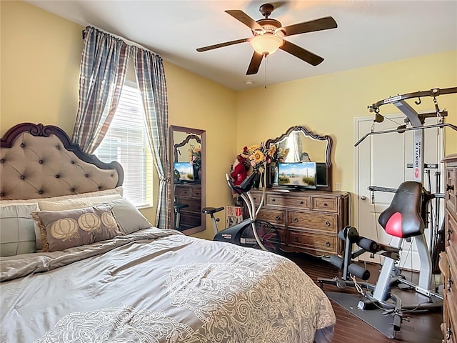 9019 39th Street Cir E, Parrish, FL 34219 - bedroom with dark wood-style floors and a ceiling fan