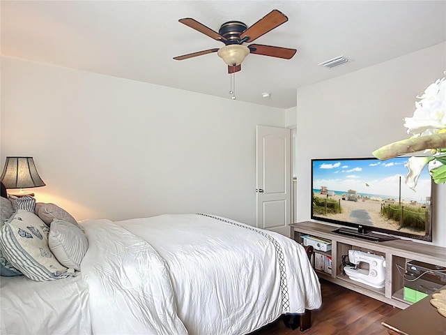 9019 39th Street Cir E, Parrish, FL 34219 - bedroom featuring dark wood-style floors and a ceiling fan