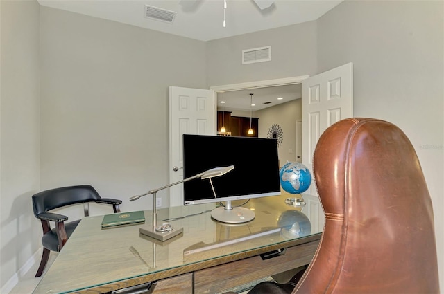 20636 Swallowtail Ct, Venice, FL 34293 - office with ceiling fan and baseboards