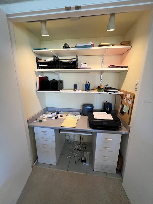 612 Bird Bay Dr S Unit 308, Venice, FL 34285 - office area with built in desk and light tile patterned floors