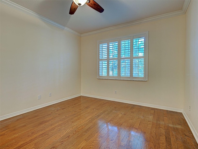 912 Barclay Ct, Venice, FL 34293 - unfurnished room with wood finished floors, ceiling fan, crown molding, and baseboards