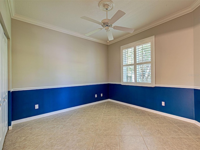 912 Barclay Ct, Venice, FL 34293 - tiled empty room with ornamental molding, ceiling fan, and baseboards