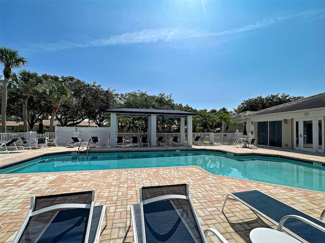 912 Barclay Ct, Venice, FL 34293 - community pool featuring a patio area, a gazebo, and french doors