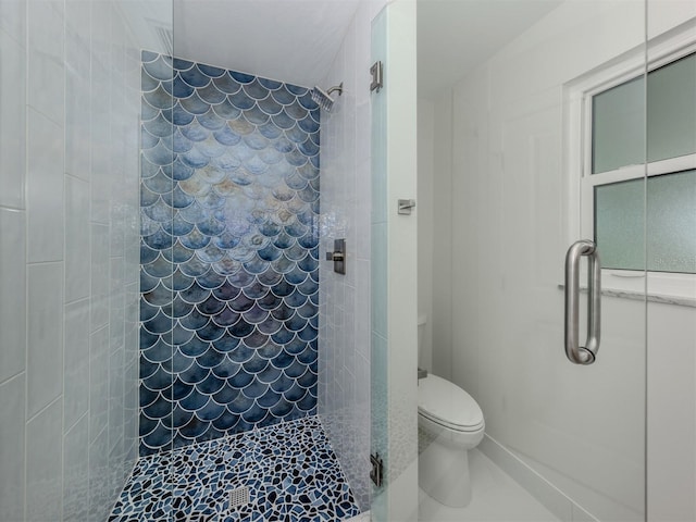 832 Whitecap Cir Unit 5, Venice, FL 34285 - full bathroom featuring a shower stall, toilet, and tile patterned floors