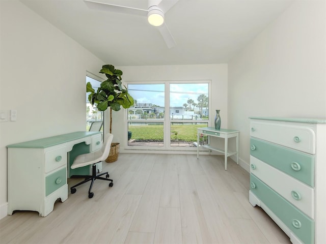832 Whitecap Cir Unit 5, Venice, FL 34285 - office space with a ceiling fan and light wood finished floors