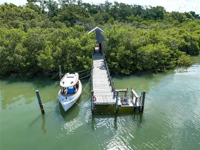 463 Park Trace Blvd, Osprey, FL 34229 - dock area featuring a water view and a forest view