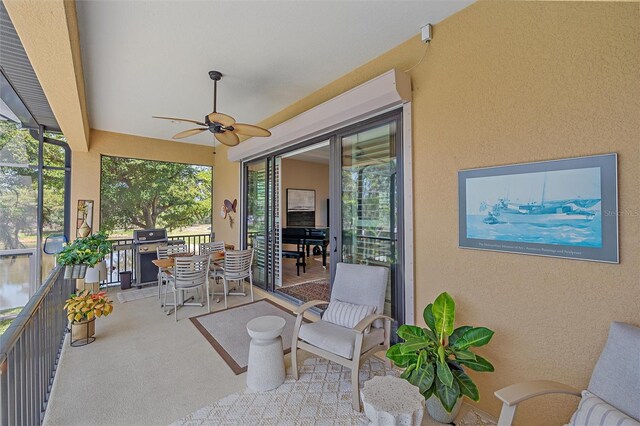 9220 43rd Ter W, Bradenton, FL 34209 - view of patio with a ceiling fan and area for grilling