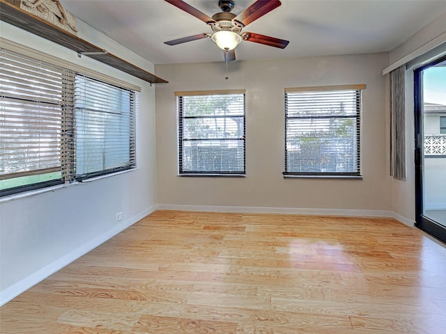 5832 Monroe Rd, Venice, FL 34293 - unfurnished room featuring light wood-type flooring, ceiling fan, and baseboards