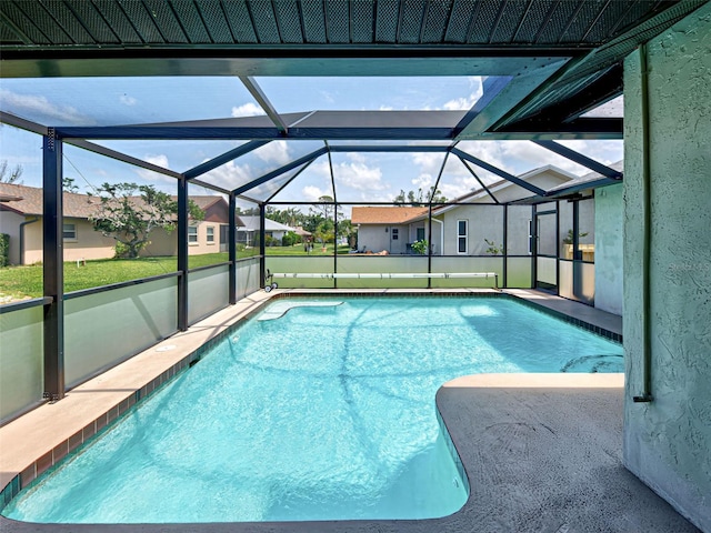 5832 Monroe Rd, Venice, FL 34293 - outdoor pool with a residential view, a patio, and a lanai