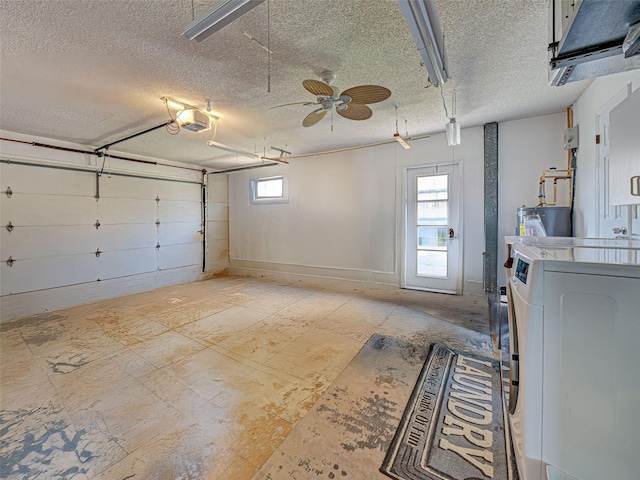 5832 Monroe Rd, Venice, FL 34293 - garage featuring a garage door opener, independent washer and dryer, and ceiling fan