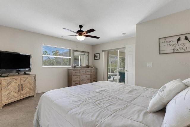 25509 Arequipa Dr, Punta Gorda, FL 33983 - bedroom with carpet flooring, access to outside, and ceiling fan