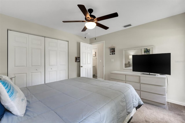 25509 Arequipa Dr, Punta Gorda, FL 33983 - carpeted bedroom featuring a closet, ceiling fan, and baseboards