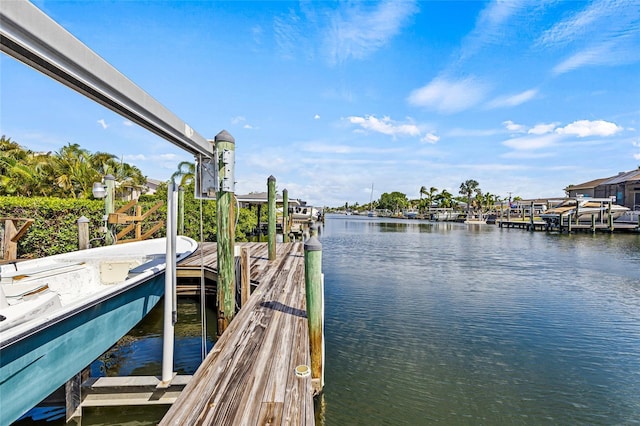 dock area featuring a water view