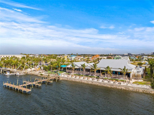 aerial view of a nearby body of water