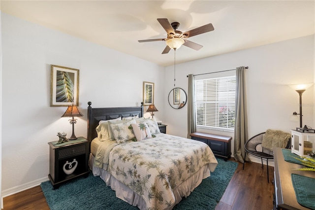 600 Gardens Edge Dr Unit 613, Venice, FL 34285 - bedroom featuring dark wood finished floors, baseboards, and ceiling fan