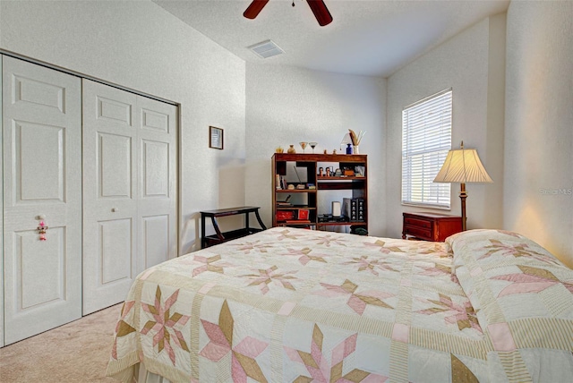 212 Triano Cir Unit 212, Venice, FL 34292 - bedroom with carpet, a closet, and ceiling fan