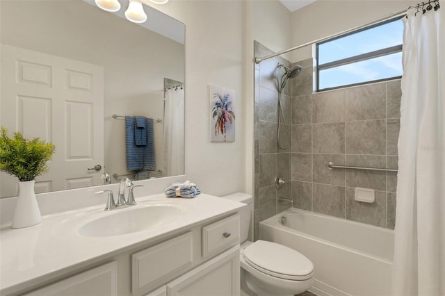 9823 Haze Dr, Venice, FL 34292 - bathroom with toilet, shower / bath combination with curtain, and vanity