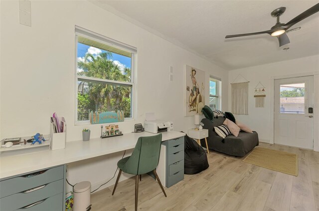 4321 Shamrock Dr, Venice, FL 34293 - office with light wood-type flooring and a ceiling fan