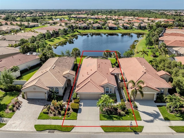 165 Tiziano Way N, Venice, FL 34275 - aerial view of residential area featuring property boundaries highlighted and a nearby body of water