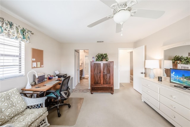 410 Mission Trl E Unit B, Venice, FL 34285 - office with a ceiling fan and light colored carpet