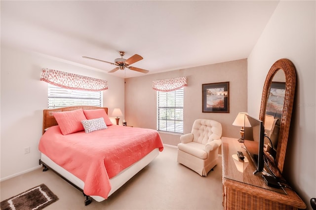 410 Mission Trl E Unit B, Venice, FL 34285 - bedroom featuring a ceiling fan, carpet floors, and baseboards