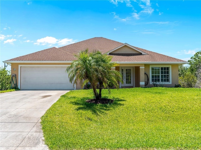 6199 Stamp St, Port Charlotte, FL 33981 - single story home featuring stucco siding, an attached garage, french doors, and driveway