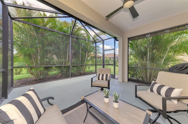 241 Marcheno Way, Nokomis, FL 34275 - sunroom featuring ceiling fan