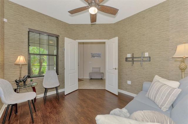 241 Marcheno Way, Nokomis, FL 34275 - sitting room with ceiling fan, wood finished floors, and baseboards
