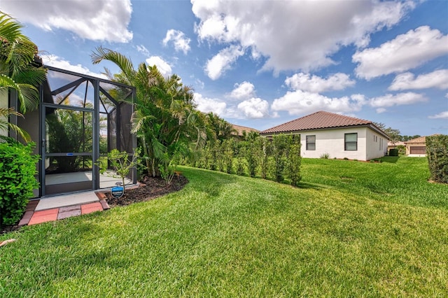 241 Marcheno Way, Nokomis, FL 34275 - view of grassy yard featuring a lanai