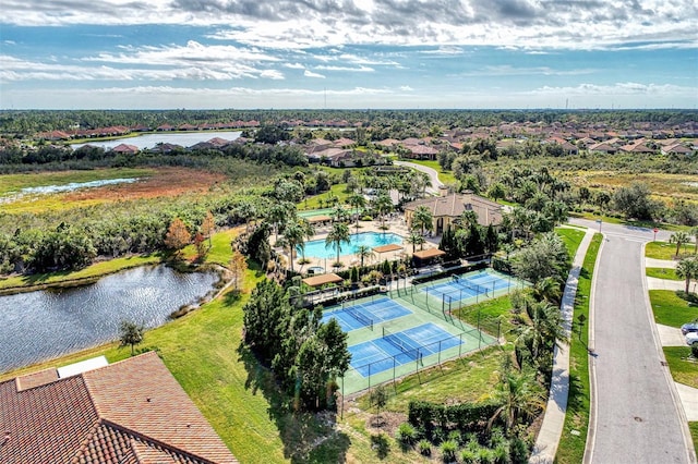 241 Marcheno Way, Nokomis, FL 34275 - drone / aerial view of a pool and a nearby body of water